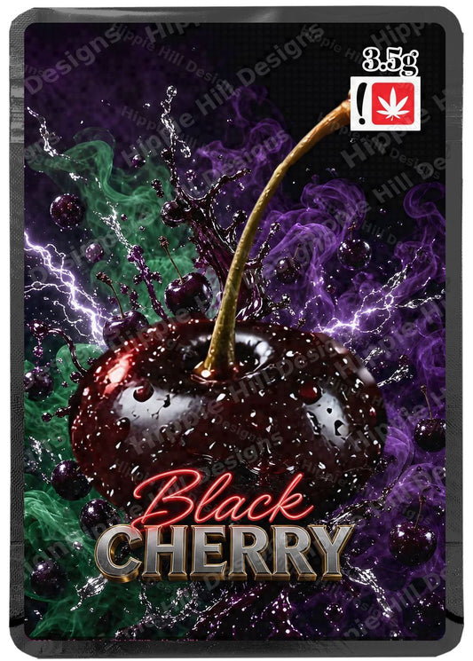 Black Cherry custom printed mylar bag