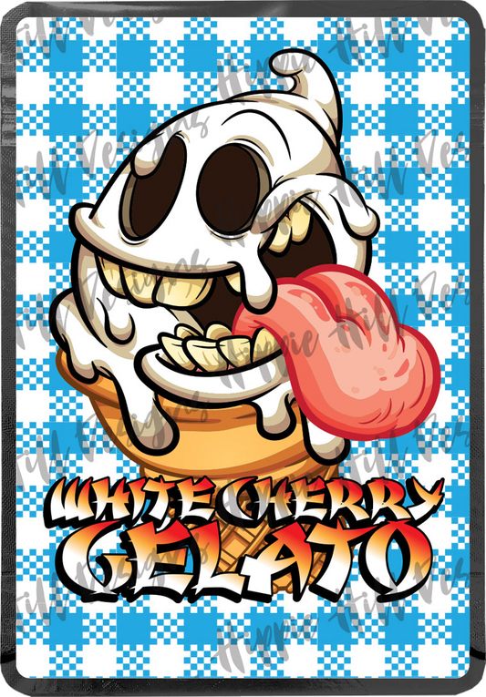 White Cherry Gelato custom printed mylar bag