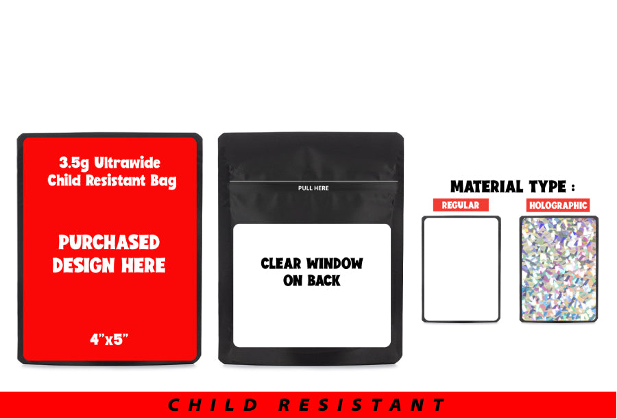 Custom 7g Child Safe Mylar Bags- 300pcs - FREE CUSTOM DESIGN