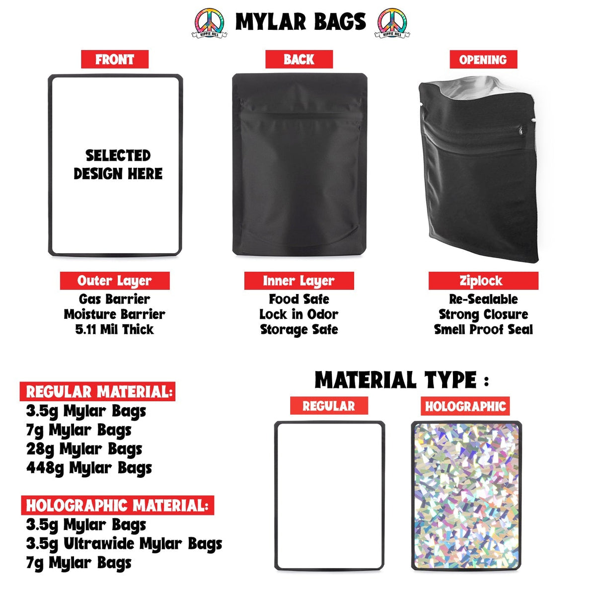 Japanese Peaches custom printed mylar bag