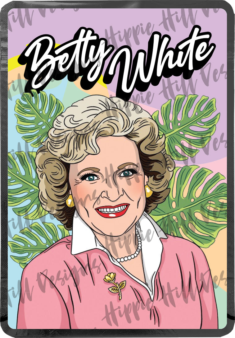 Betty White custom printed mylar bag