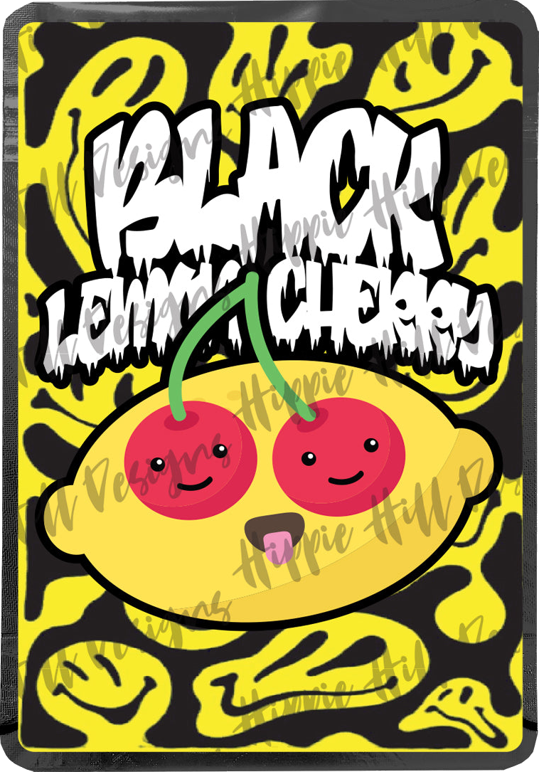 Black Lemon Cherry custom printed mylar bag