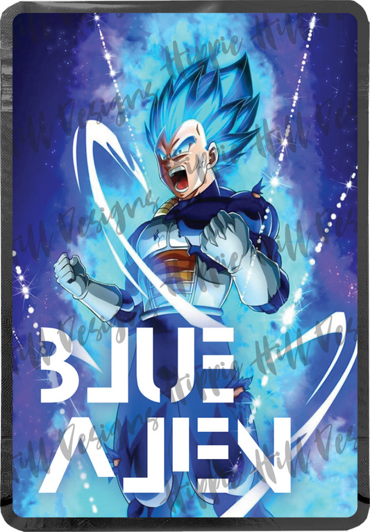 Blue Alien custom printed mylar bag