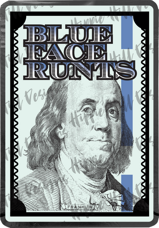 Blue Face Runts custom printed mylar bag