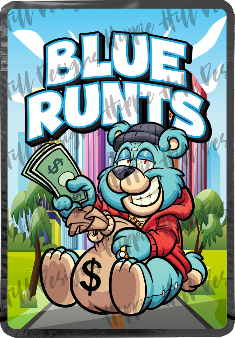 Blue Runts custom printed mylar bag