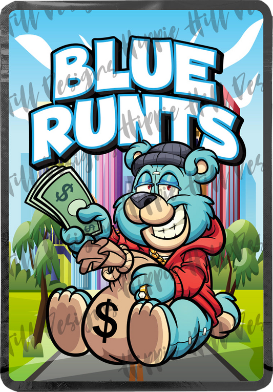 Blue Runts custom printed mylar bag