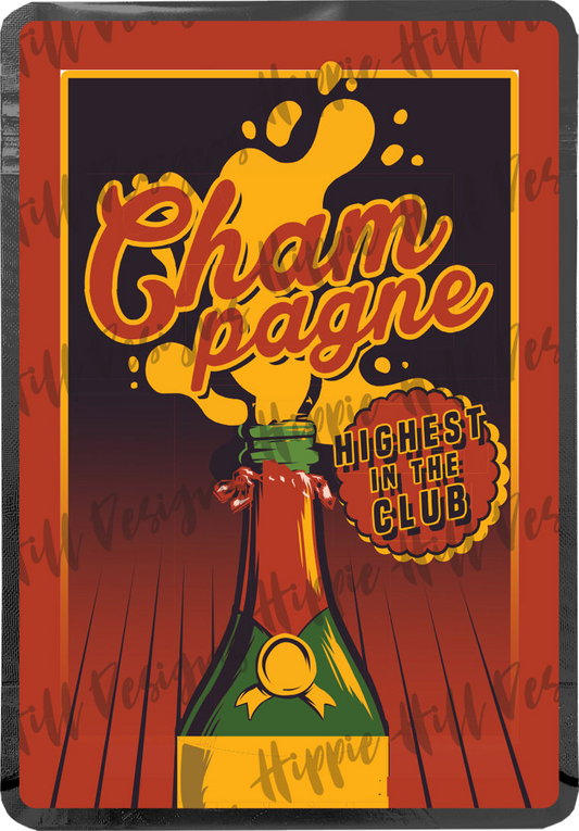 Champagne custom printed mylar bag