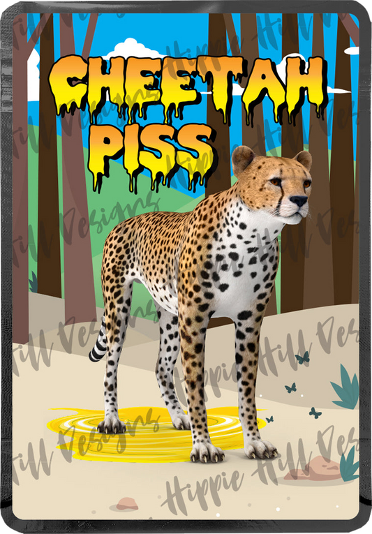 Cheetah Piss custom printed mylar bag