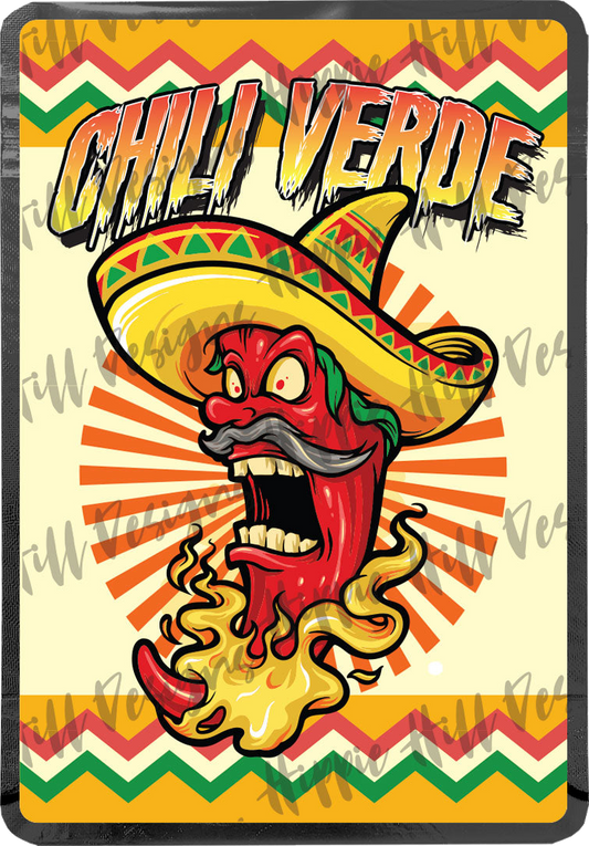 Chili Verde custom printed mylar bag