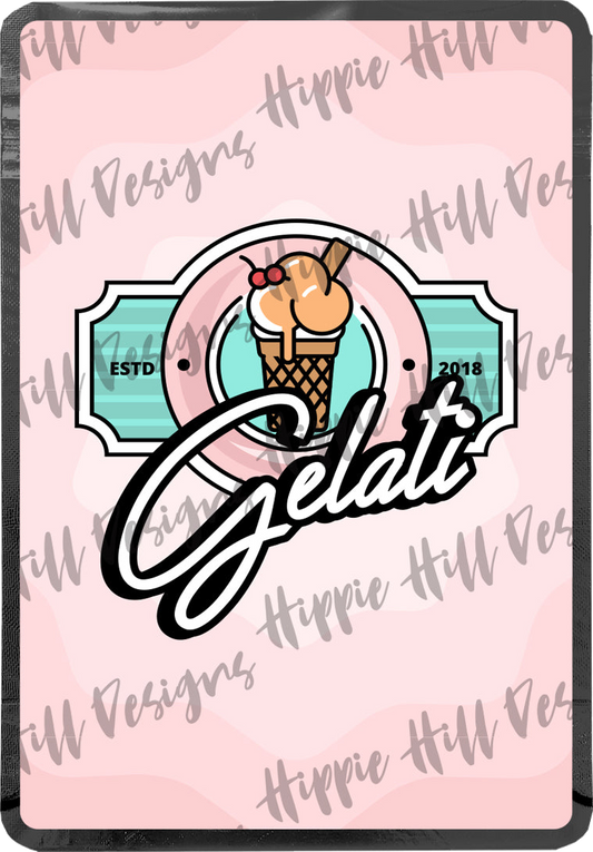 Gelati custom printed mylar bag