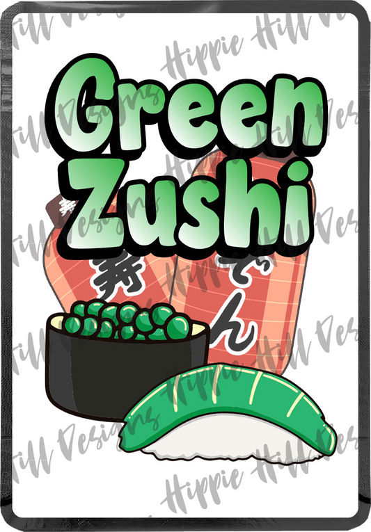 Green Zushi custom printed mylar bag