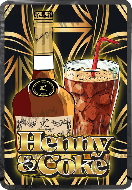 Henny & Coke custom printed mylar bag