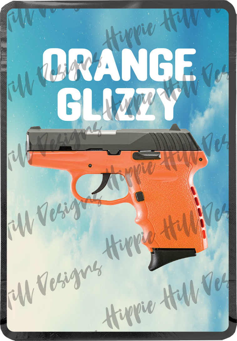 Orange Glizzy custom printed mylar bag