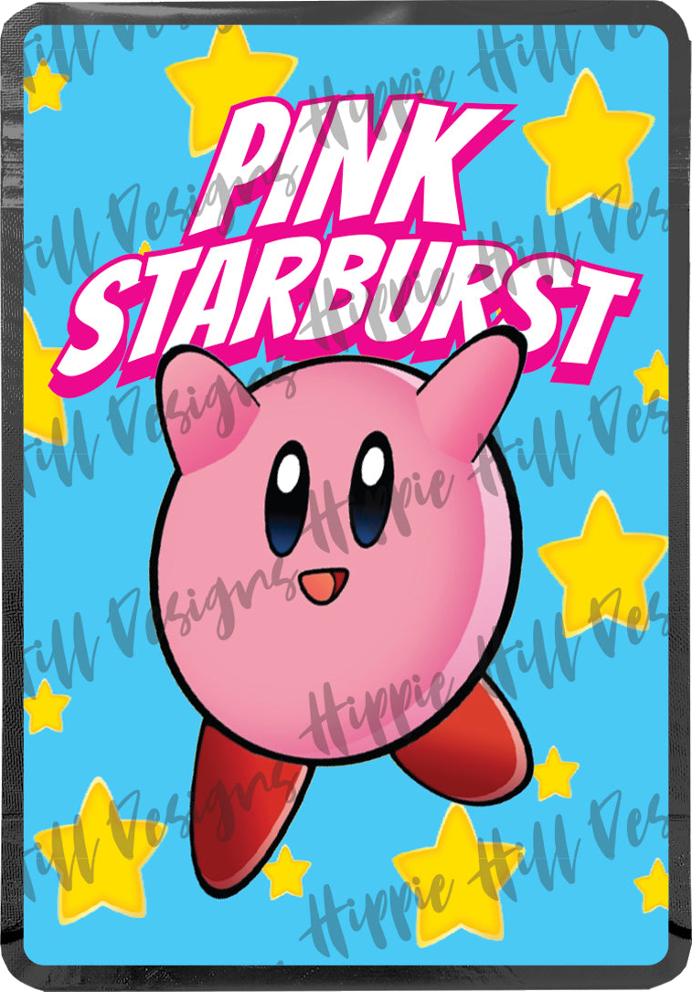 Pink Starburst custom printed mylar bag