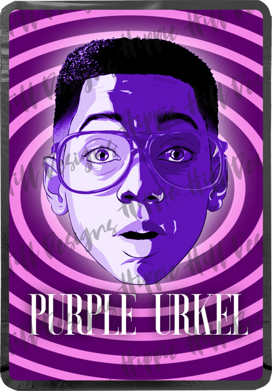 Purple Urkel custom printed mylar bag