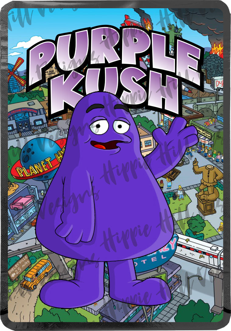 Purple Kush custom printed mylar bag