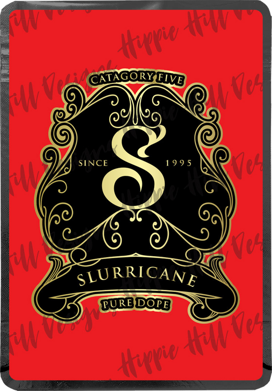 Sluricane custom printed mylar bag