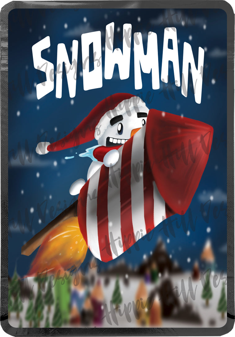 Snowman custom printed mylar bag