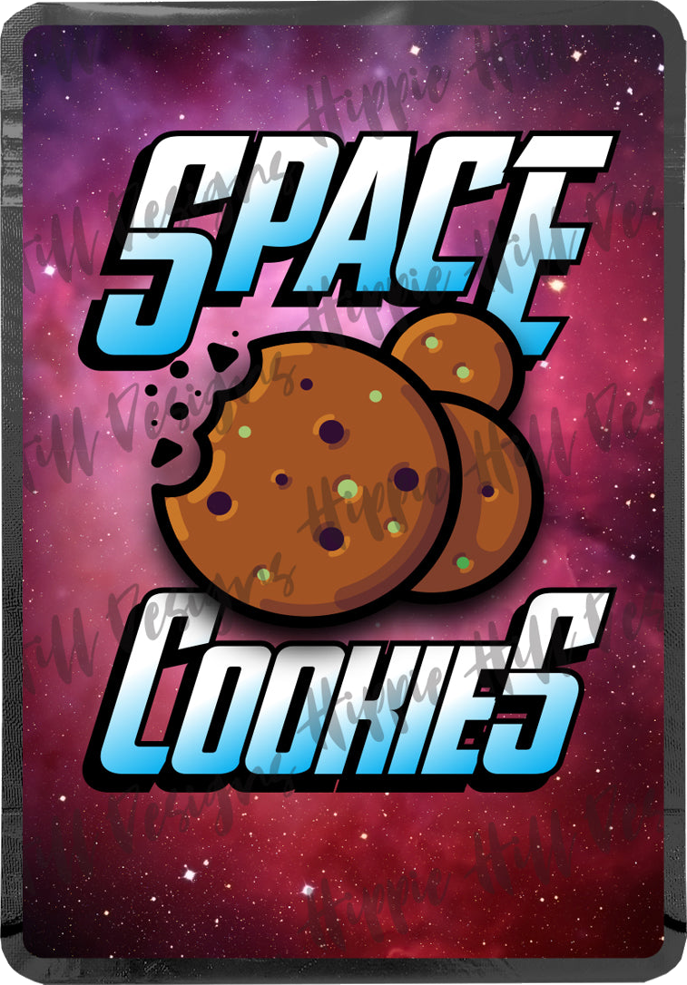 Space Cookies custom printed mylar bag