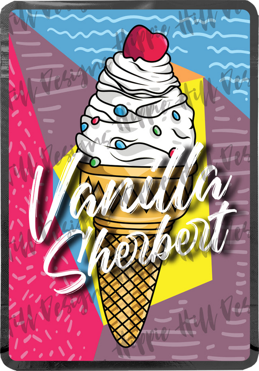 Vanilla Sherbert custom printed mylar bag
