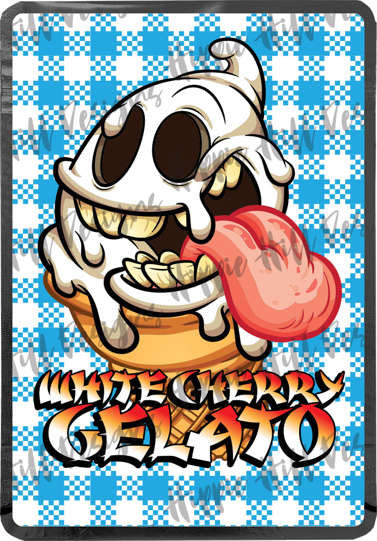 White Cherry Gelato custom printed mylar bag