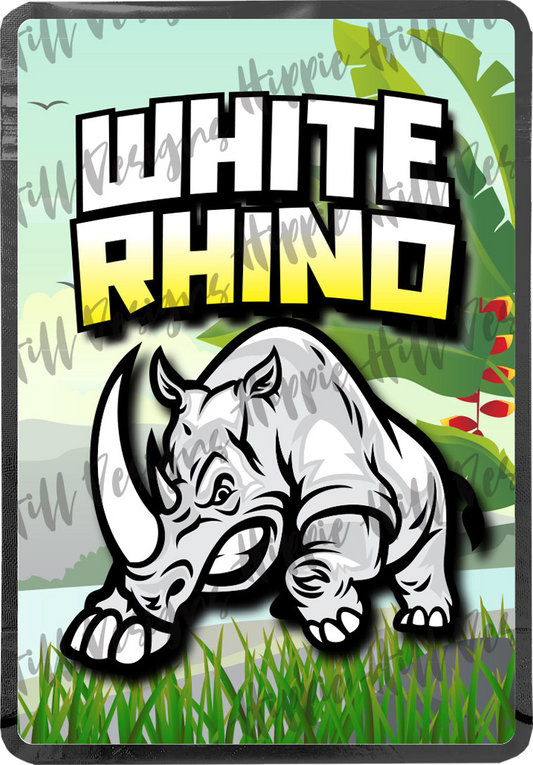 White Rhino custom printed mylar bag